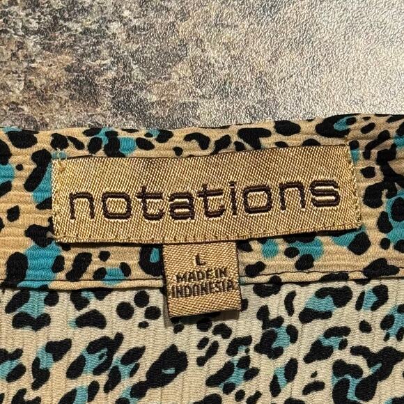 Vintage Notations Top 3/4 Sleeve Leopard Crinkle Animal Y2K Button Up Size Large - Picture 3 of 6